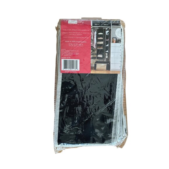 Simplify 10-Shelf Hanging Closet Organizer Black & Cream 6"W x 12"D x 46"H - Picture 3 of 4